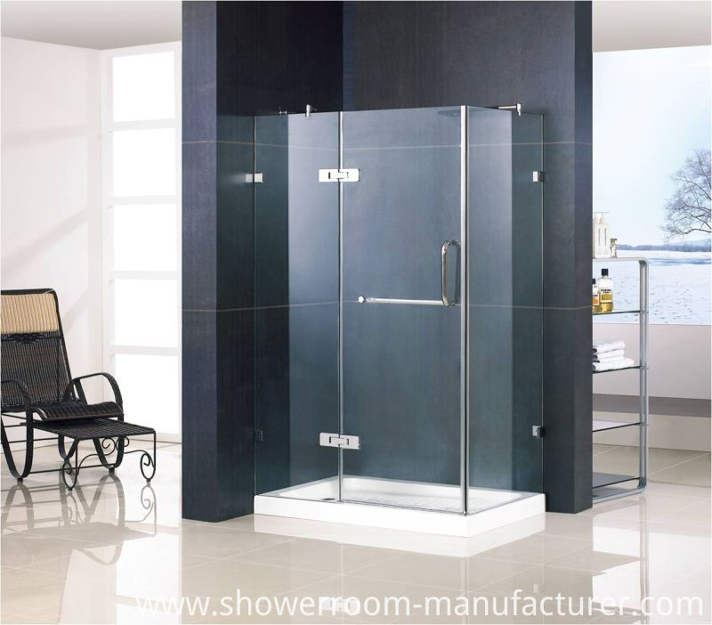Tempered Glass Shower Enclosure with Solid Brass Hinges